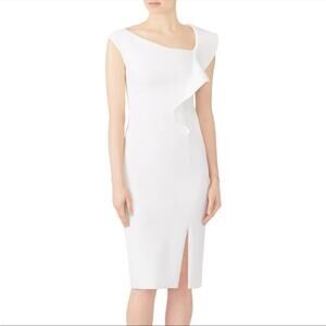 Chiara Boni imani dress ivory cream ruffle side slit knee length fall